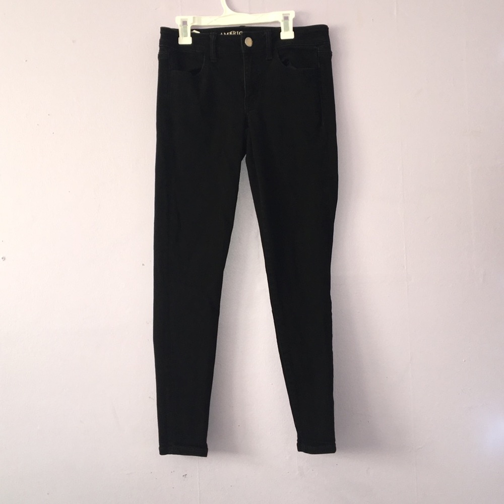 american eagle super super stretch black jeans